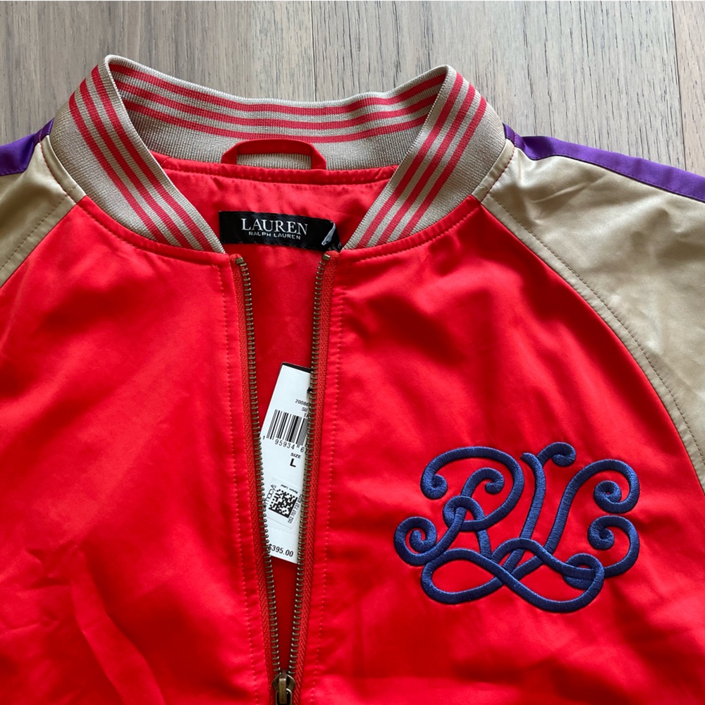 Ralph Lauren Embroidered Satin Bomber Jacket - Picture 6 of 15